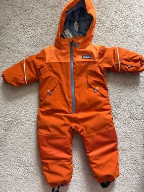 Patagonia Bright Orange Infant One-Piece Snowsuit